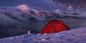 Obraz namiot pod nocnym niebem