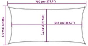 Żagiel przeciwsłoneczny, jasnoszary, 7x4 m, 100% poliester