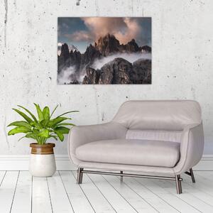 Obraz - Włoskie Dolomity ukryte we mgle (70x50 cm)