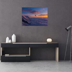 Obraz o zachodzie słońca, Mt. Blanc (70x50 cm)