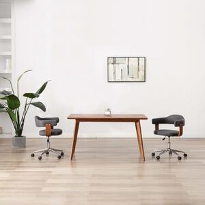 Krzesła stołowe, 2 szt., szare, gięte drewno i tkanina