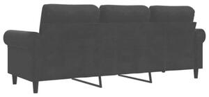 Sofa 3-osobowa, czarny, 180 cm, tapicerowana aksamitem