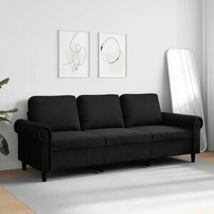 Sofa 3-osobowa, czarny, 180 cm, tapicerowana aksamitem