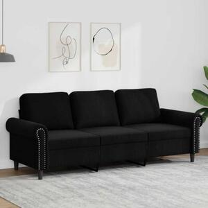 Sofa 3-osobowa, czarny, 180 cm, tapicerowana aksamitem