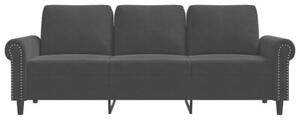 Sofa 3-osobowa, czarny, 180 cm, tapicerowana aksamitem