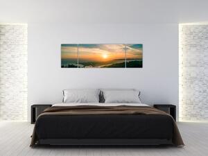 Obraz wschodu słońca nad morzem (170x50 cm)