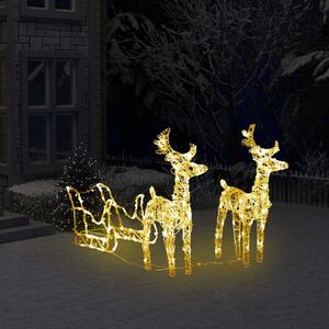 Świąteczna dekoracja renifery z saniami, 160 diod LED, 130 cm
