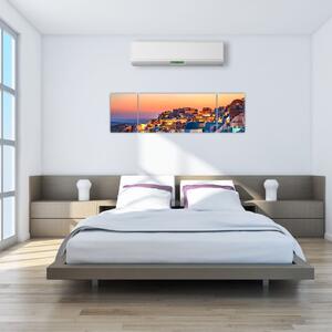 Obraz - Santorini o zmierzchu (170x50 cm)