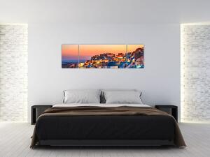 Obraz - Santorini o zmierzchu (170x50 cm)