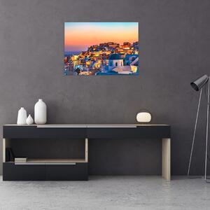Obraz - Santorini o zmierzchu (70x50 cm)