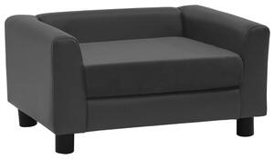 Sofa dla psa, ciemnoszara, 60x43x30 cm, plusz i sztuczna skóra