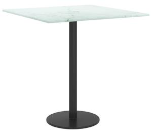Blat stołu, biały, 40x40 cm, 6 mm, szkło ze wzorem marmuru