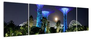Obraz przedstawiający pełnię księżyca w ogrodach Singapuru (170x50 cm)