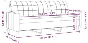 Sofa 3-osobowa, winna czerwieÅ, 180 cm, obita aksamitem
