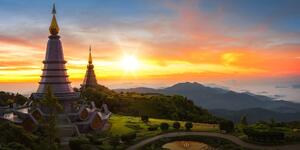 Obraz poranny wschód słońca nad Tajlandią