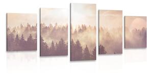 5-częściowy obraz mgła nad lasem