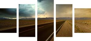 5-częściowy obraz droga na środku pustyni