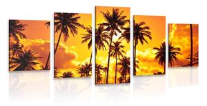 5-częściowy obraz palmy kokosowe na plaży
