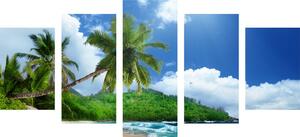 5-częściowy obraz piękna plaża na wyspie Seszele