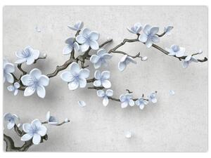 Obraz na szkle niebieskich kwiatów (70x50 cm)