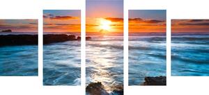 5-częściowy obraz słońce nad morzem
