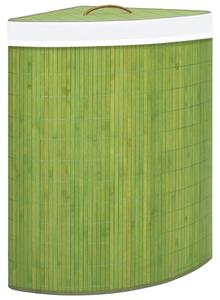 Bambusowy kosz na pranie, narożny, zielony, 60 L