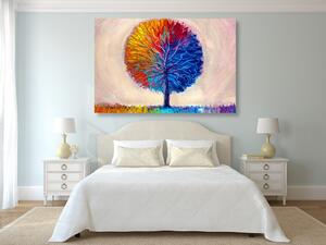 Obraz kolorowe akwarelowe drzewo