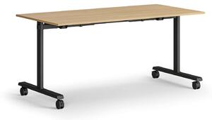 Mobilny stół MATCH, 160x80 cm, czarna podstawa, buk
