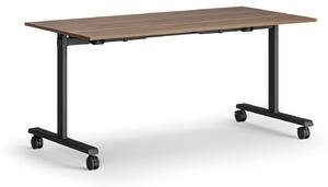 Mobilny stół MATCH, 160x80 cm, czarna podstawa, orzech