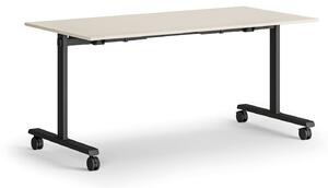 Mobilny stół MATCH, 160x80 cm, czarna podstawa, brzoza