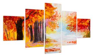Obraz - Obraz olejny, kolorowa jesień (125x70 cm)