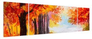 Obraz - Obraz olejny, kolorowa jesień (170x50 cm)