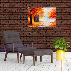 Obraz na szkle - Obraz na szkle olejny, kolorowa jesień (70x50 cm)