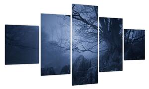 Obraz ciemnego lasu (125x70 cm)