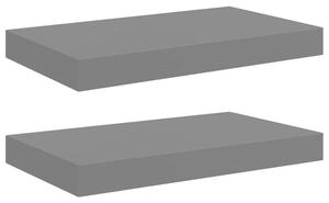 Półki ścienne, 2 szt., szare, wysoki połysk, 40x23x3,8 cm, mdf