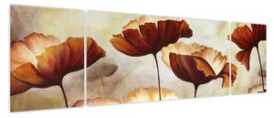 Obraz czerwonych kwiatów (170x50 cm)