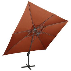Parasol ogrodowy cantilever z podwójnym blatem, terakota 400x300 cm