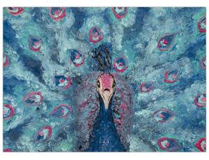 Obraz na szkle namalowanego pawia (70x50 cm)