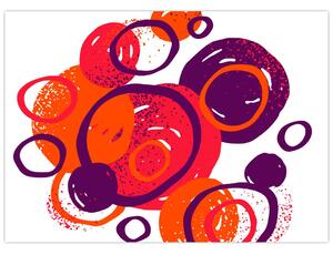 Obraz na szkle - Motyw z kółkami w ciepłych kolorach (70x50 cm)