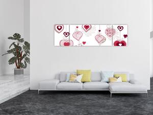 Obraz malowanych serc (170x50 cm)