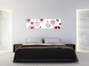 Obraz malowanych serc (170x50 cm)