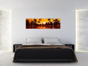 Obraz - Zachód słońca nad kurortem (170x50 cm)