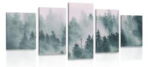 5-częściowy obraz góry we mgle