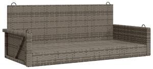 Ławka bujana, szara, 119x56x48 cm, polirattan
