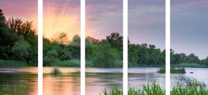 5-częściowy obraz wschód słońca nad rzeką