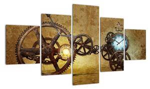 Obraz starych mechanizmów zegarowych (125x70 cm)