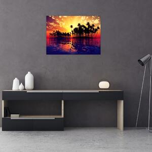 Obraz wyspy o zachodzie słońca (70x50 cm)