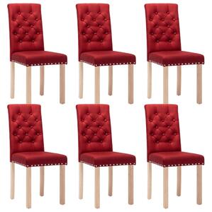 Krzesła stołowe, 6 szt., winna czerwień, obite tkaniną