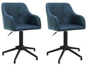 Obrotowe krzesła stołowe, 2 szt., niebieskie, obite tkaniną