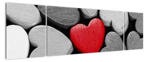 Obraz drewnianych serc (170x50 cm)